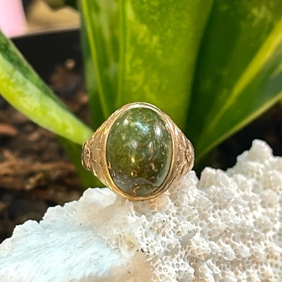10k Rose Gold Connemara Marble cabochon Ring